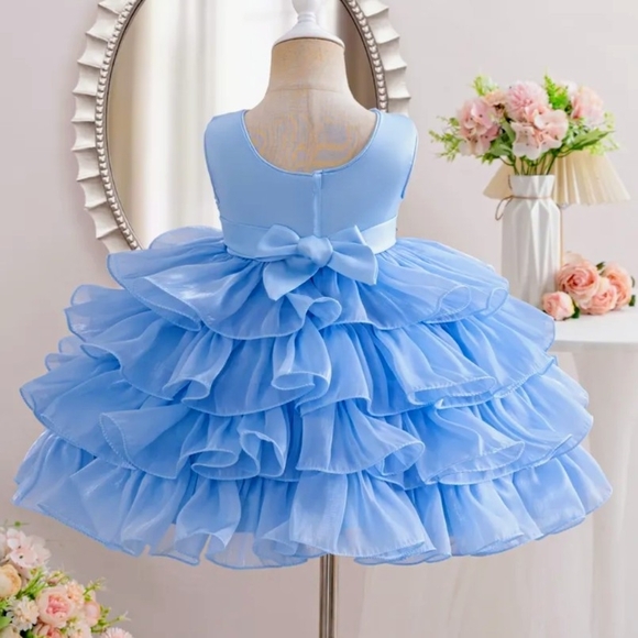 Blue Ruffled Layered Dress - Picture 5 of 5